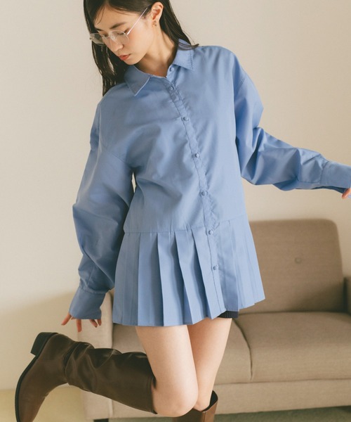 VANNIE U（ヴァニーユー）の「プリーツチュニックミニワンピース（ワンピース・レディース・ブルー/ホワイト・FREE）」の19枚目の写真