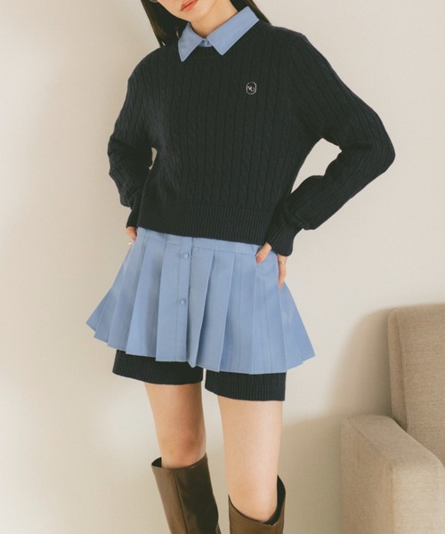 VANNIE U（ヴァニーユー）の「プリーツチュニックミニワンピース（ワンピース・レディース・ブルー/ホワイト・FREE）」の6枚目の写真