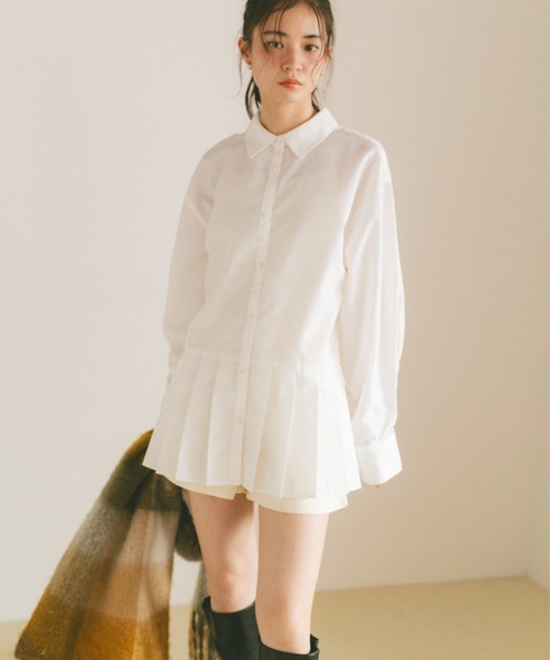 VANNIE U（ヴァニーユー）の「プリーツチュニックミニワンピース（ワンピース・レディース・ブルー/ホワイト・FREE）」の4枚目の写真