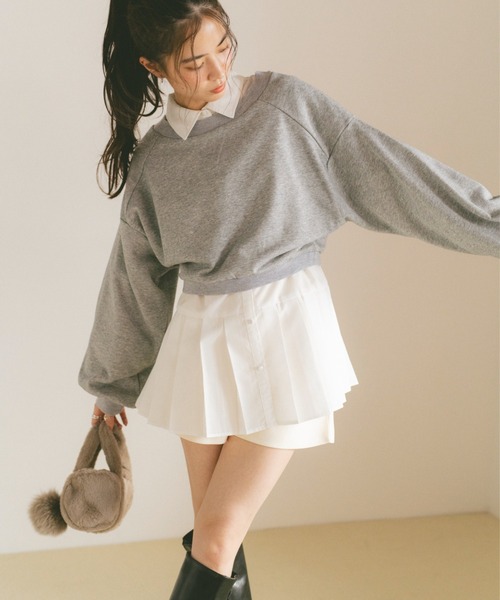 VANNIE U（ヴァニーユー）の「プリーツチュニックミニワンピース（ワンピース・レディース・ブルー/ホワイト・FREE）」の9枚目の写真