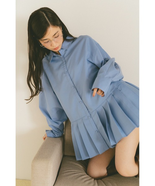 VANNIE U（ヴァニーユー）の「プリーツチュニックミニワンピース（ワンピース・レディース・ブルー/ホワイト・FREE）」の10枚目の写真