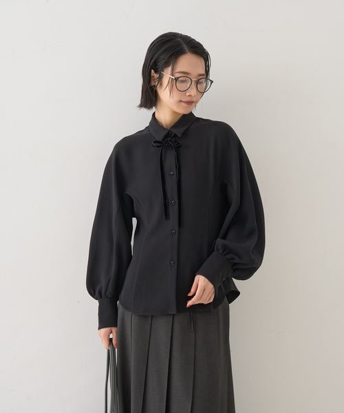 Rouge vif(ルージュヴィフ)の「リボン付きブラウス(シャツ/ブラウス・レディース・ブラック/アイボリー・フリー)」の14枚目の写真