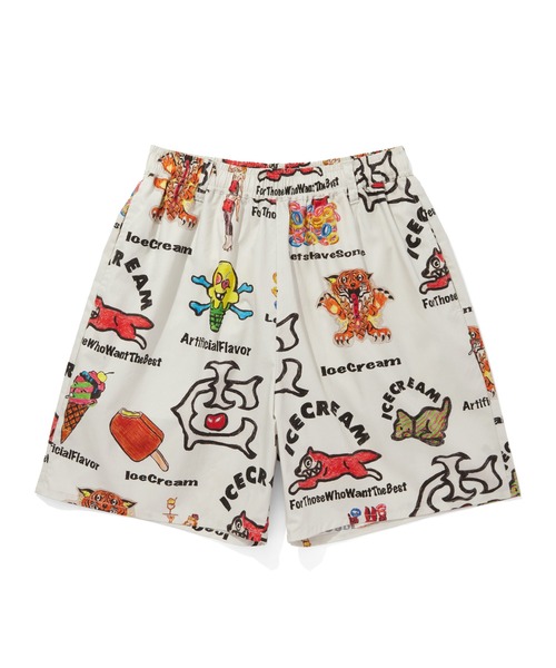 ICE CREAM / EASY SHORTS/ショートパンツ/M/コットン/BLK/総柄/ICEJP253P004 EASY SHORTS（その他パンツ）｜ICECREAM（アイスクリーム）の