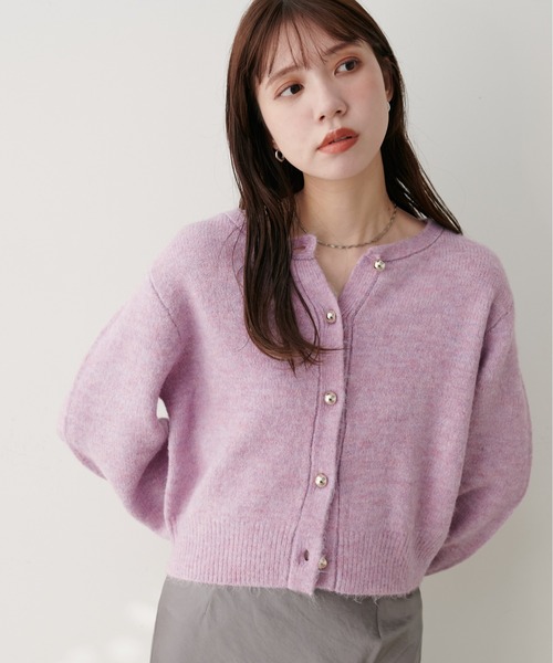 natural couture（ナチュラルクチュール）の「【ZOZO限定】ころりん釦クルーネックカーデ（カーディガン/ボレロ・レディース・ボルドー/ピンク/ネイビー/モカ/ブラック/サックスブルー/グレー/オフホワイト・FREE）」の22枚目の写真