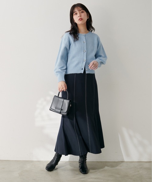 natural couture（ナチュラルクチュール）の「【ZOZO限定】ころりん釦クルーネックカーデ（カーディガン/ボレロ・レディース・ボルドー/ピンク/ネイビー/モカ/ブラック/サックスブルー/グレー/オフホワイト・FREE）」の21枚目の写真