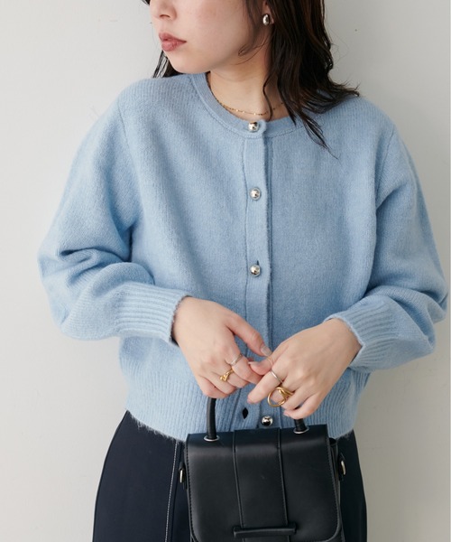 natural couture（ナチュラルクチュール）の「【ZOZO限定】ころりん釦クルーネックカーデ（カーディガン/ボレロ・レディース・ボルドー/ピンク/ネイビー/モカ/ブラック/サックスブルー/グレー/オフホワイト・FREE）」の18枚目の写真