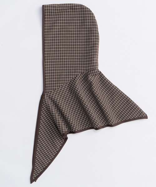 メゾンスペシャル　チェック　テーラードジャケット　ブラウン 2way Hooded Scarf Cut Off Jacket/2WAYフードスカーフカットオフ