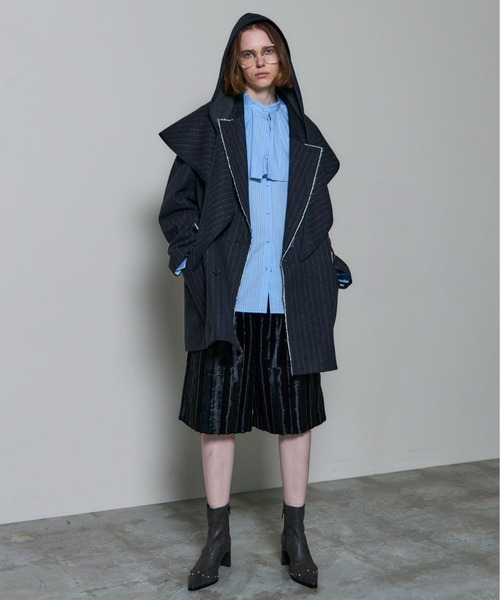 2way Hooded Scarf Cut Off Jacket/2WAYフードスカーフカット
