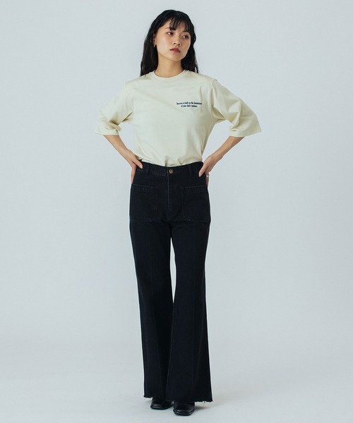 ROSE BUD(ローズバッド)の「(CREOLME)EMBROIDERY H/S TEE(Tシャツ/カットソー・レディース・ネイビー/オフホワイト・ONE SIZE)」の7枚目の写真