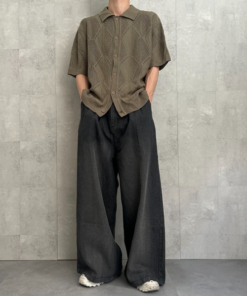 CREARE -LINO-（クレアーレリノ）の「タックワイドデニムパンツ（デニムパンツ・メンズ・ブルー系その他/ブラック系その他2/ブルー系その他2/ブラック系その他・S/M/L）」の6枚目の写真