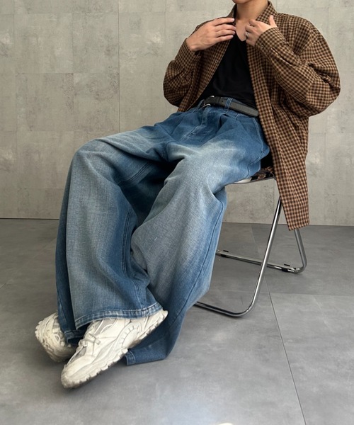 CREARE -LINO-（クレアーレリノ）の「タックワイドデニムパンツ（デニムパンツ・メンズ・ブルー系その他/ブラック系その他2/ブルー系その他2/ブラック系その他・S/M/L）」の15枚目の写真
