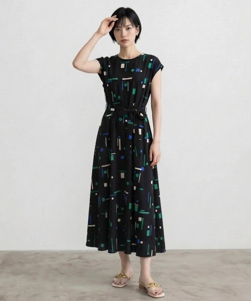 JETSET SOLO PLUS (ジェットセットソロプラス)の「【INDESIGN】ミッドナイトジオメトリーテントラインワンピース(ワンピース・レディース・ブラック・FREE)」の1枚目の写真