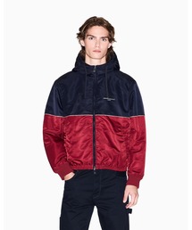 ARMANI EXCHANGE ✨ノーカラー切り替えジャケット　ボア　伸縮性 オンラインストア限定】 ARMANI EXCHANGE (アルマーニ