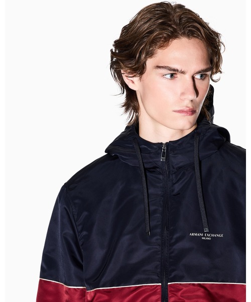 ARMANI EXCHANGE（アルマーニエクスチェンジ）の「【A|X アルマーニ エクスチェンジ】カラーブロック フーデッドブルゾン（ブルゾン・メンズ・ネイビー・LARGE/MEDIUM/SMALL/X-SMALL/X-LARGE）」の3枚目の写真