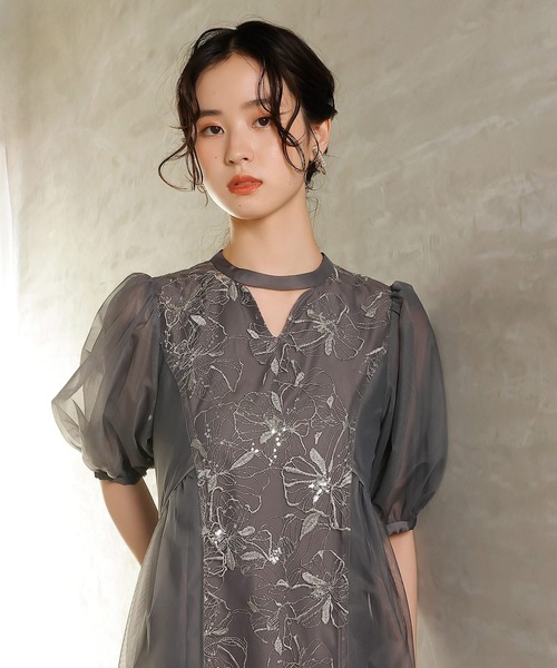 Kana（カナ）の「スパンコールレース Aライン チュールワンピース パーティー ドレス 結婚式 お呼ばれ オケージョン（ドレス・レディース・ブラック/チャコールグレー/イエロー/ライトグリーン・M/S）」の22枚目の写真