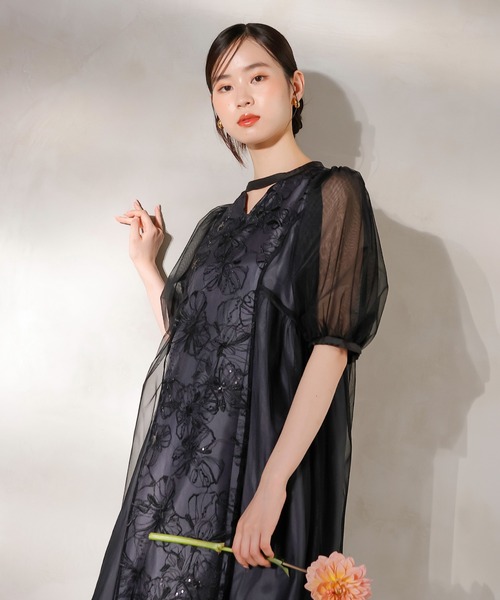 オケージョンドレス　エレガントスパンコールレースドレス　レースワンピース　式典 オケージョンドレス エレガントスパンコールレースドレス レース