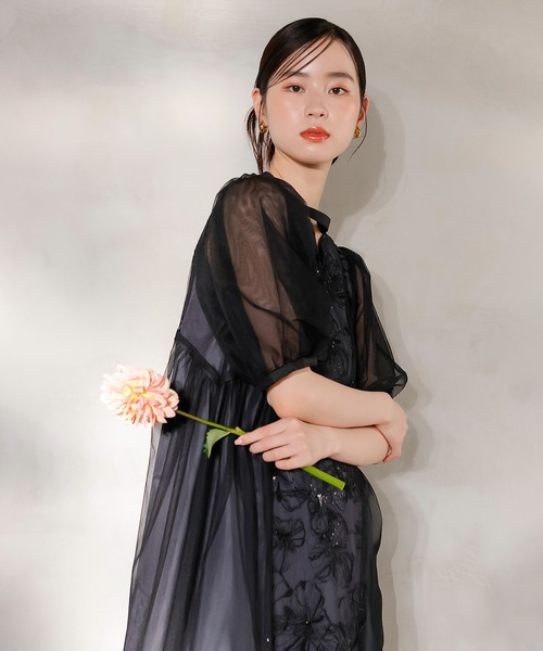 Kana（カナ）の「スパンコールレース Aライン チュールワンピース パーティー ドレス 結婚式 お呼ばれ オケージョン（ドレス・レディース・ブラック/チャコールグレー/イエロー/ライトグリーン・M/S）」の13枚目の写真