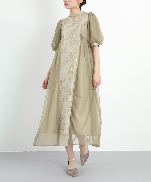 新品タグ　ドレス　kana オケージョン　ロングワンピース　チュールレース　カナ スパンコールレース Aライン チュールワンピース パーティー ドレス