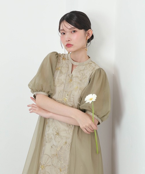 スパンコールレース Aライン チュールワンピース パーティー ドレス