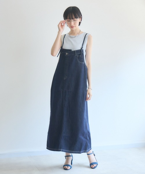 Paradise Picnic(パラダイスピクニック)の「デニムジャンスカ(ジャンパースカート・レディース・ネイビー・SMALL/LARGE)」の1枚目の写真