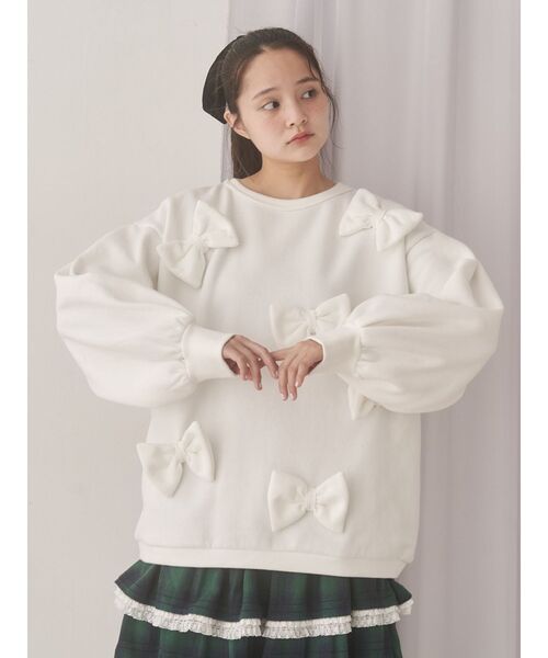セール】ぽんぽんリボンスウェット（スウェット）｜merry jenny