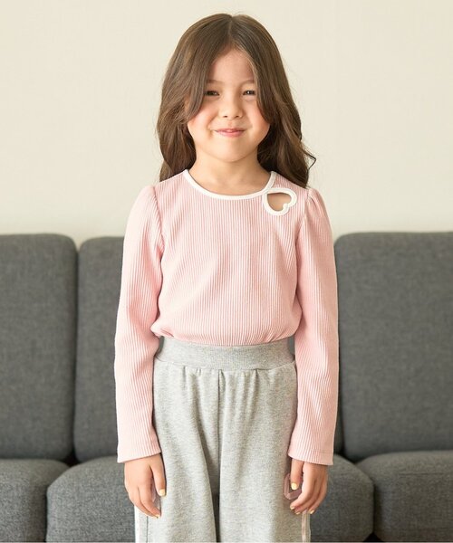 Lycee mine（リセマイン）の「バイカラーハートテレコトップス（Tシャツ/カットソー・キッズ・アイボリー/ブラック/ミント/ピンク/マルチ・130cm/140cm/120cm/150cm/110cm/100cm）」の4枚目の写真