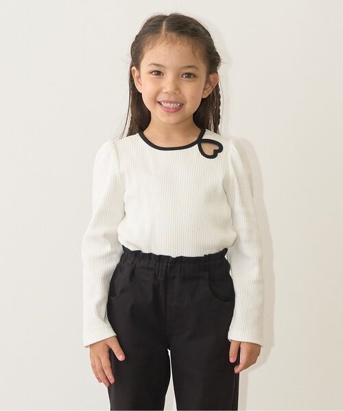 Lycee mine（リセマイン）の「バイカラーハートテレコトップス（Tシャツ/カットソー・キッズ・アイボリー/ブラック/ミント/ピンク/マルチ・130cm/140cm/120cm/150cm/110cm/100cm）」の2枚目の写真