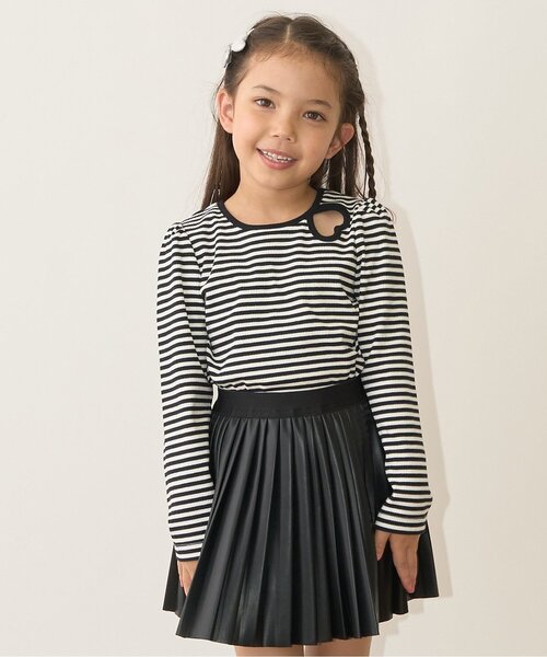 Lycee mine（リセマイン）の「バイカラーハートテレコトップス（Tシャツ/カットソー・キッズ・アイボリー/ブラック/ミント/ピンク/マルチ・130cm/140cm/120cm/150cm/110cm/100cm）」の5枚目の写真