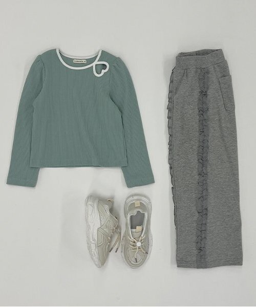 Lycee mine（リセマイン）の「バイカラーハートテレコトップス（Tシャツ/カットソー・キッズ・アイボリー/ブラック/ミント/ピンク/マルチ・130cm/140cm/120cm/150cm/110cm/100cm）」の17枚目の写真