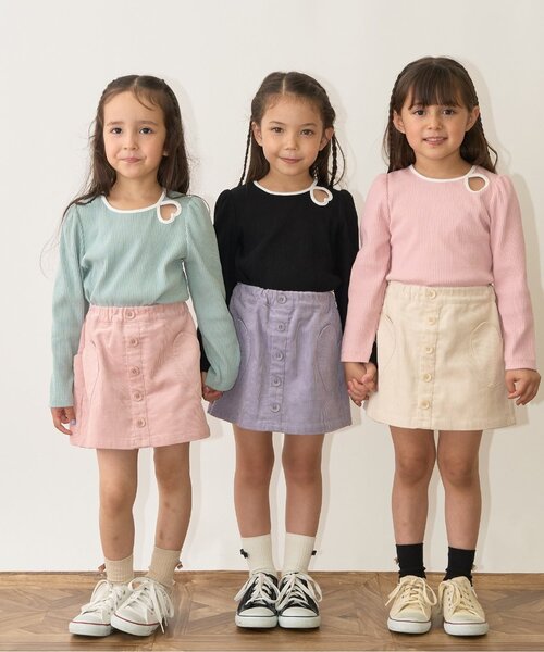 セール】バイカラーハートテレコトップス【子供服】【キッズ】【女の子
