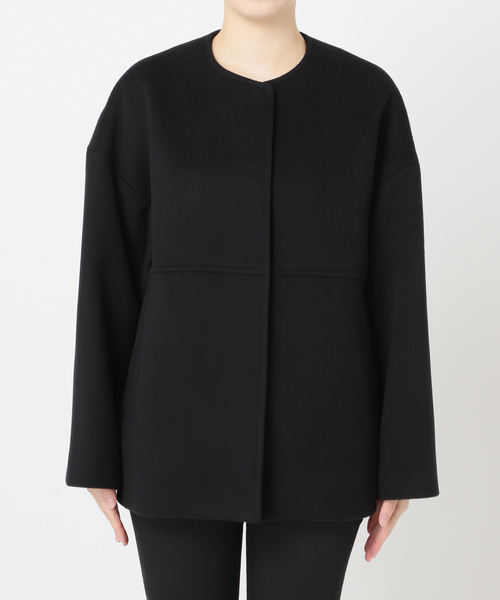 追加》スーパー140ビーバーノーカラーショートコート（ノーカラー