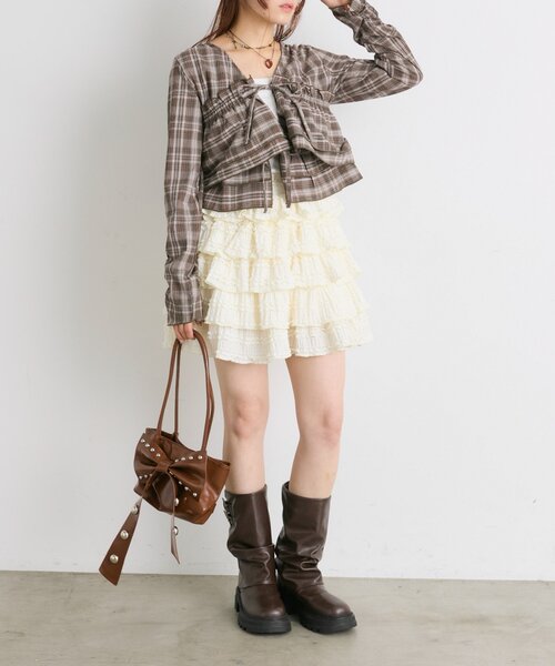 w closet(ダブルクローゼット)の「スタッズリボンショルダーBAG(トートバッグ・レディース・ブラック/ブラウン/レッド・FREE)」の12枚目の写真