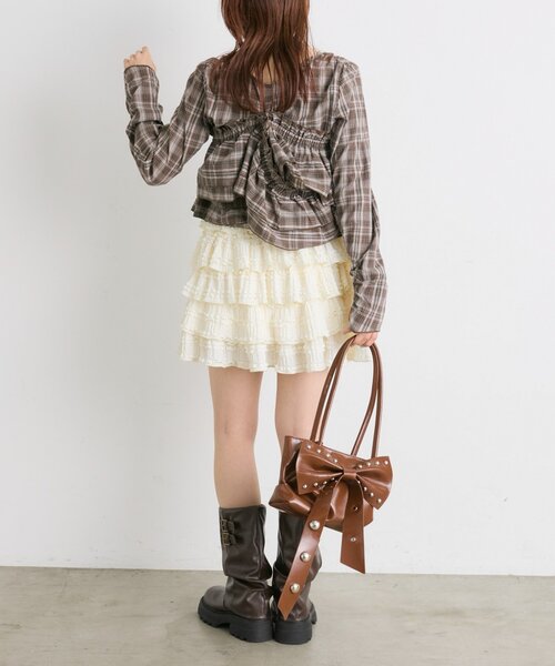 w closet(ダブルクローゼット)の「スタッズリボンショルダーBAG(トートバッグ・レディース・ブラック/ブラウン/レッド・FREE)」の13枚目の写真