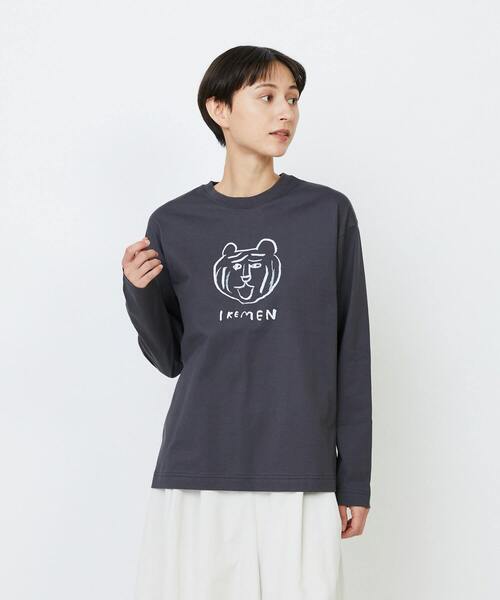 LOISIR（ロワズィール）の「CATプリントロングスリーブTシャツ（Tシャツ/カットソー・レディース・ベージュ/チャコールグレー/オフホワイト・FREE）」の3枚目の写真