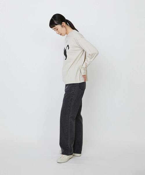 LOISIR（ロワズィール）の「CATプリントロングスリーブTシャツ（Tシャツ/カットソー・レディース・ベージュ/チャコールグレー/オフホワイト・FREE）」の8枚目の写真