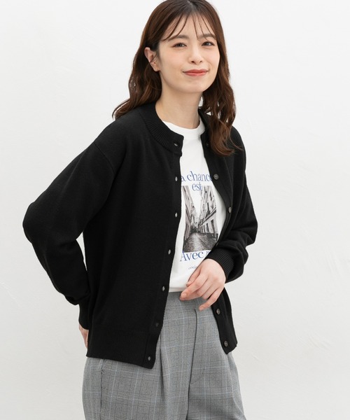Honeys(ハニーズ)の「【ウォッシャブル】ハイネックカーディガン(カーディガン/ボレロ・レディース・レッド/アイボリー/ブラック/ターコイズブルー/ヘザーチャコール・L/LL/M)」の10枚目の写真