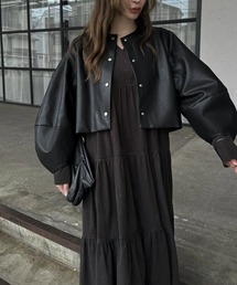 WILLFULLY(EBt[)volume 2way sleeve synthetic leather short JK(m[J[WPbg)