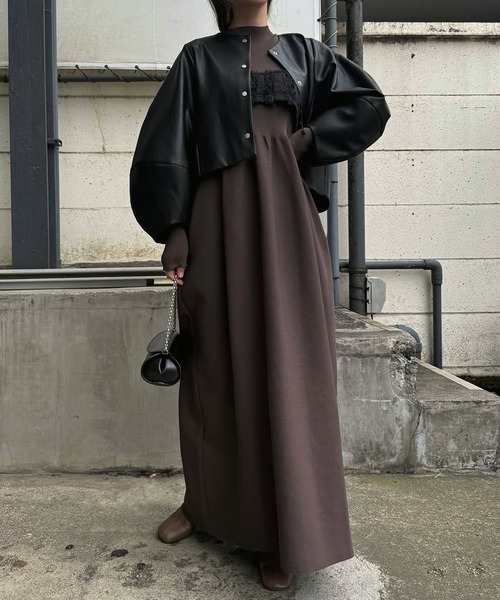 WILLFULLY(ウィルフリー)の「volume 2way sleeve synthetic leather short JK(ノーカラージャケット・レディース・ブラウン系その他/ブラック・FREE)」の11枚目の写真