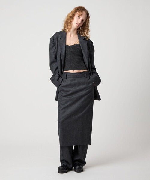 セール】＜6(ROKU)＞フラノ グレー タイトスカート（スカート）｜6