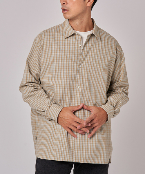 EDIFICE（エディフィス）の「ETS.MATERIAUX(マテリオ) チェック フレンチ ワーク シャツ（シャツ/ブラウス・メンズ・ベージュ/ブラウン・3/2）」の2枚目の写真