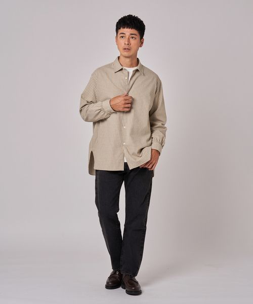 EDIFICE（エディフィス）の「ETS.MATERIAUX(マテリオ) チェック フレンチ ワーク シャツ（シャツ/ブラウス・メンズ・ベージュ/ブラウン・3/2）」の16枚目の写真