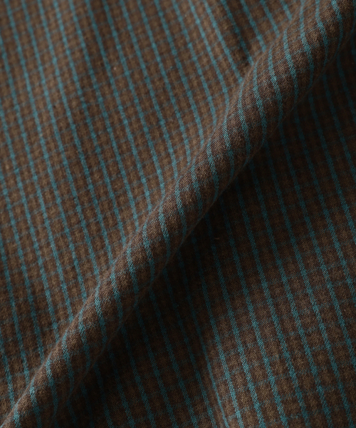 EDIFICE（エディフィス）の「ETS.MATERIAUX(マテリオ) チェック フレンチ ワーク シャツ（シャツ/ブラウス・メンズ・ベージュ/ブラウン・3/2）」の6枚目の写真