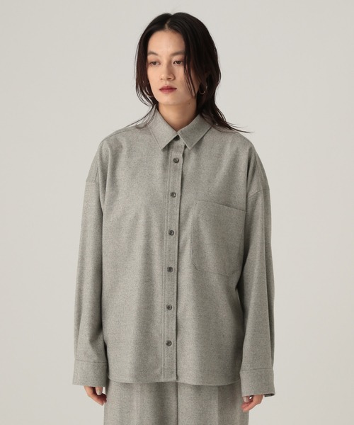 Elura（エルーラ）の「ウールライクシャツ/596040（シャツ/ブラウス・レディース・ライトグレー/ネイビー/オフホワイト・FREE）」の19枚目の写真