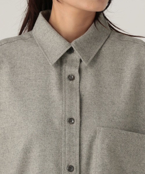 Elura（エルーラ）の「ウールライクシャツ/596040（シャツ/ブラウス・レディース・ライトグレー/ネイビー/オフホワイト・FREE）」の10枚目の写真