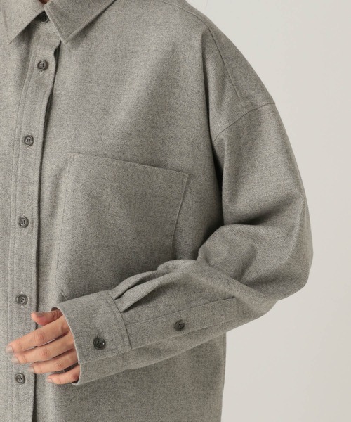 Elura（エルーラ）の「ウールライクシャツ/596040（シャツ/ブラウス・レディース・ライトグレー/ネイビー/オフホワイト・FREE）」の12枚目の写真