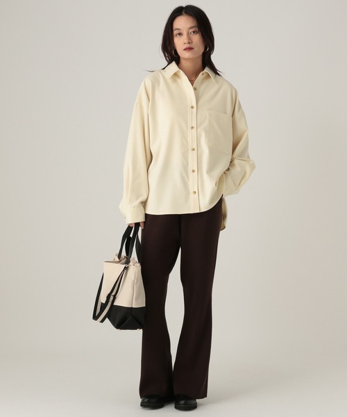 Elura（エルーラ）の「ウールライクシャツ/596040（シャツ/ブラウス・レディース・ライトグレー/ネイビー/オフホワイト・FREE）」の7枚目の写真