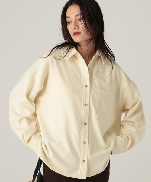 Elura（エルーラ）の「ウールライクシャツ/596040（シャツ/ブラウス・レディース・ライトグレー/ネイビー/オフホワイト・FREE）」の6枚目の写真