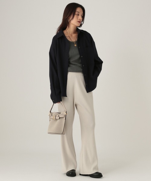 Elura（エルーラ）の「ウールライクシャツ/596040（シャツ/ブラウス・レディース・ライトグレー/ネイビー/オフホワイト・FREE）」の22枚目の写真