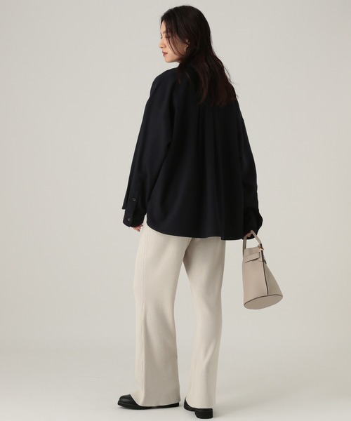 Elura（エルーラ）の「ウールライクシャツ/596040（シャツ/ブラウス・レディース・ライトグレー/ネイビー/オフホワイト・FREE）」の16枚目の写真