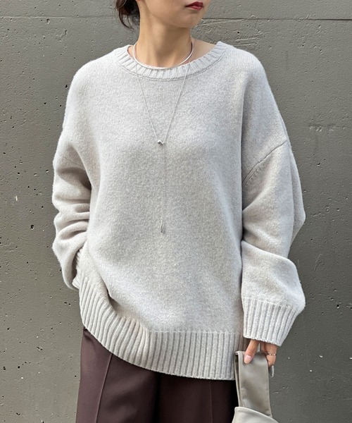 【新品タグ付き】ガリャルダガランテ ウールクループルオーバー ライトグレー ガリャルダガランテ GALLARDAGALANTE ウールクループルオーバー